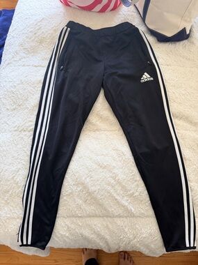 adidas Black Joggers with White Three-Stripes